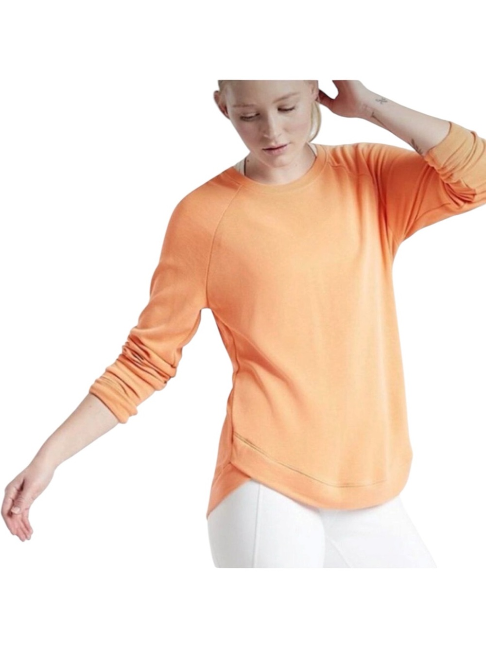 ATHLETA High Serenity Criss Cross Orange Modal Athleisure Top Medium Tall